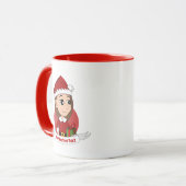 Kerstmeisje met lang bruin haar mok (Voorkant links)