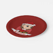 Kerstmeisje met lang bruin haar papieren bordje (Gekanteld)