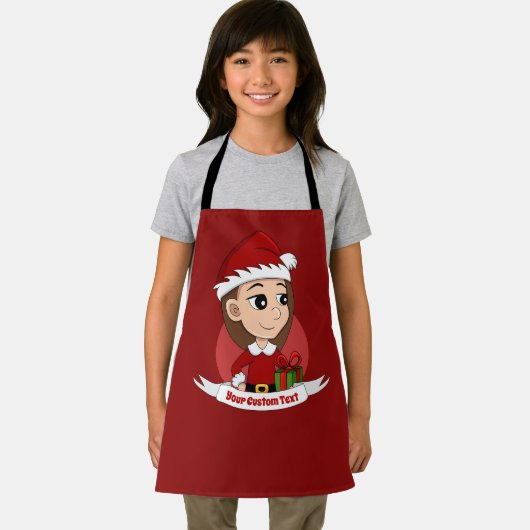 Kerstmeisje met lang bruin haar schort (Insitu)