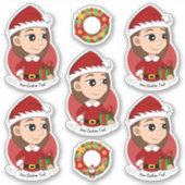 Kerstmeisje met lang bruin haar sticker (Voorkant)
