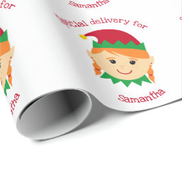 Kerstmeisje met speciale bezorging kinder kinderen cadeaupapier