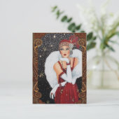 Kerstmeisje met Star-Drenched Night Sky Briefkaart (Staand voorkant)