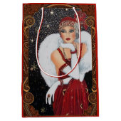 Kerstmeisje met Star-Drenched Night Sky Medium Cadeauzakje (Voorkant)