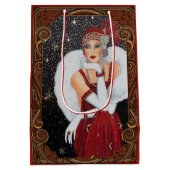 Kerstmeisje met Star-Drenched Night Sky Medium Cadeauzakje (Achterkant)