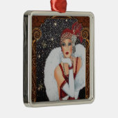 Kerstmeisje met Star-Drenched Night Sky Metalen Ornament (Rechts)