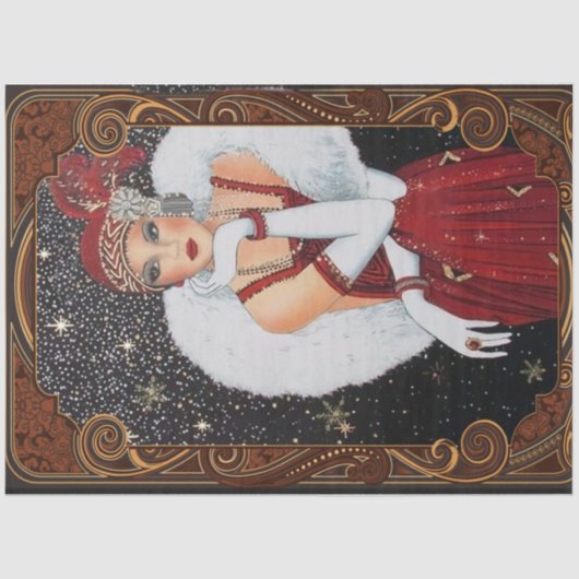 Kerstmeisje met Star-Drenched Night Sky Tissuepapier (Voorkant)