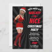 Kerstmeisje Naughty or Nice Kerstfeest Uitnodiging (Voorkant)