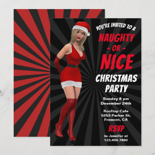Kerstmeisje Naughty or Nice Kerstfeest Uitnodiging