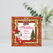 Kerstmeisje of Baby shower Red Gold Kaart (Staand voorkant)