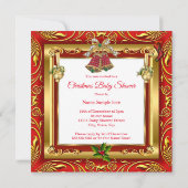 Kerstmeisje of Baby shower Red Gold Kaart (Achterkant)