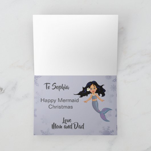 Kerstmeisje Paarse meiden Snowflake Feestdagen Kaart (Binnen)