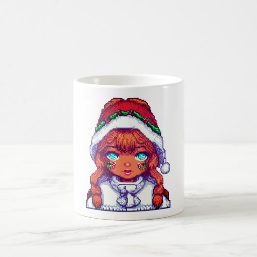 Kerstmeisje pixelart koffiemok (Center)
