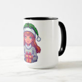 Kerstmeisje pixelart mok (Voorkant rechts)