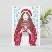 Kerstmeisje Plat Kerstkaart (Staand voorkant)