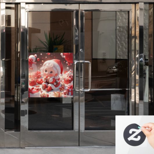 kerstmeisje raamsticker (Kantoordeur)