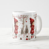Kerstmeisje Rode Jas Candy Cane Grote Koffiekop (Voorkant rechts)