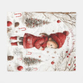 Kerstmeisje rode jas kerstbomen snoepriet fleece deken (Voorkant (Horizontaal))