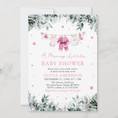 Kerstmeisje roze een vrolijk klein Baby shower Kaart (Voorkant)