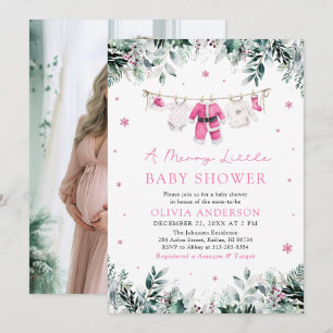 Kerstmeisje roze een vrolijk klein Baby shower Kaart
