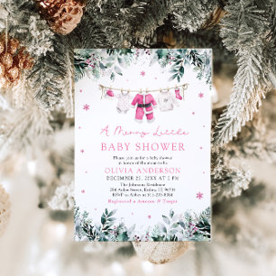 Kerstmeisje roze een vrolijk klein Baby shower Kaart