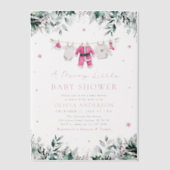 Kerstmeisje roze een vrolijk klein Baby shower Vellum Uitnodigingen (Voorkant)
