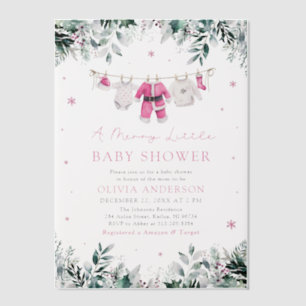 Kerstmeisje roze een vrolijk klein Baby shower Vellum Uitnodigingen