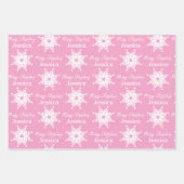 Kerstmeisje Roze en White Pattern Inpakpapier Vel (Voorkant 3)