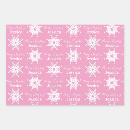 Kerstmeisje Roze en White Pattern Inpakpapier Vel (Voorkant 3)