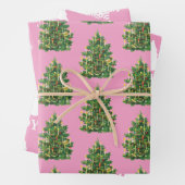 Kerstmeisje Roze en White Pattern Inpakpapier Vel (In situ)