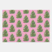 Kerstmeisje Roze en White Pattern Inpakpapier Vel (Voorkant)