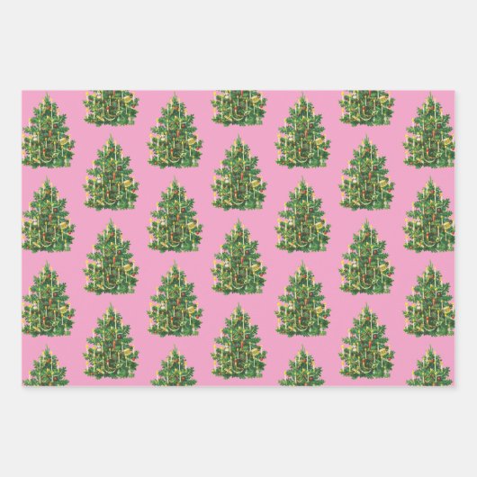 Kerstmeisje Roze en White Pattern Inpakpapier Vel (Voorkant)