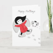 Kerstmeisje Snow Angels Holiday Card Feestdagen Kaart (Voorkant)