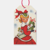  kerstmeisje uit 1950 cadeaulabel (Voorkant)