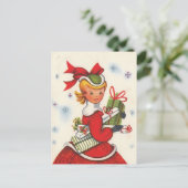  kerstmeisje uit 1950 feestdagenkaart (Staand voorkant)