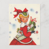  kerstmeisje uit 1950 feestdagenkaart (Voorkant)