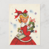  kerstmeisje uit 1950 feestdagenkaart (Voorkant)