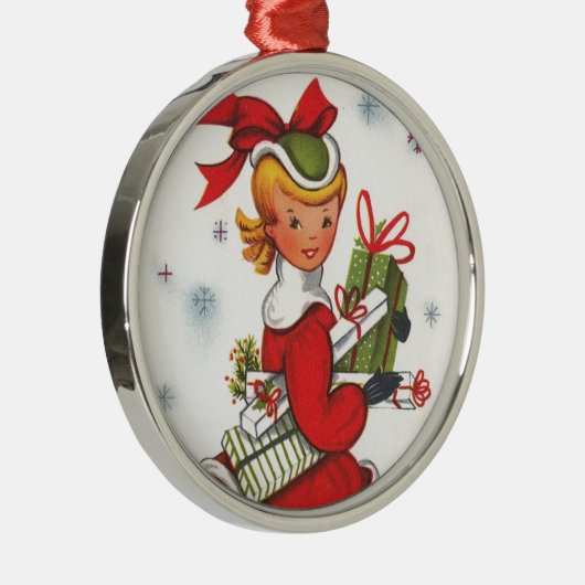  kerstmeisje uit 1950 metalen ornament (Rechts)