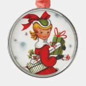  kerstmeisje uit 1950 metalen ornament (Voorkant)