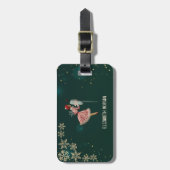 Kerstmeisje uit grootmoeders tijd met sneeuwvlokke bagagelabel (Voorkant verticaal)
