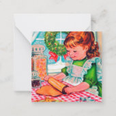  kerstmeisje voor het bakken met een rectro notitiekaartje (Voorkant)