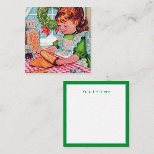  kerstmeisje voor het bakken met een rectro notitiekaartje (Voorkant / Achterkant)