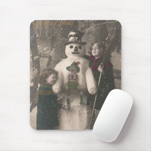 Kerstmeisjes en Snowman Foto Muismat (Met muis)