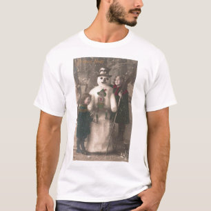 Kerstmeisjes en Snowman  Foto T-shirt