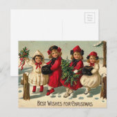  kerstmeisjes in de sneeuw feestdagenkaart (Voorkant / Achterkant)