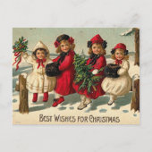 kerstmeisjes in de sneeuw feestdagenkaart (Voorkant)