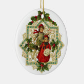 Kerstmeisjes op geborduurde  sneeuwvlok keramisch ornament (Rechts)