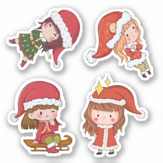 kerstmeisjes sticker (Voorkant)
