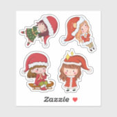 kerstmeisjes sticker (Vel)