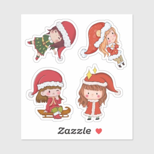 kerstmeisjes sticker (Vel)