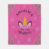 kerstmeisjes van Unicorn Snowflake Fleece Deken (Voorkant)